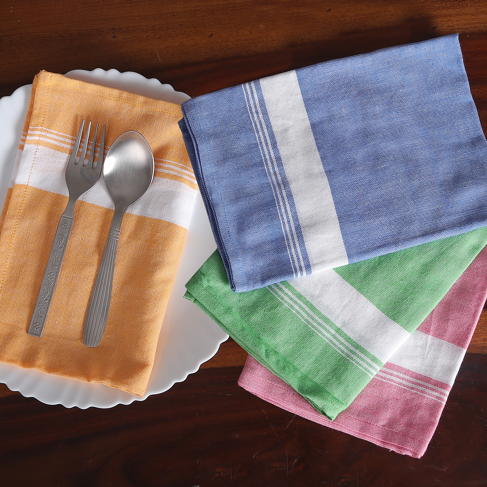 Unique Handwoven Cloth Dinner Napkins, Blues with Ikat, Set 4 - Education  And More