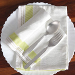 Cotton dish towels, 'Green Taste' (set of 2) - Set of 2 Handwoven Green and White Cotton Dish Towels