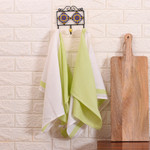 Cotton dish towels, 'Green Taste' (set of 2) - Set of 2 Handwoven Green and White Cotton Dish Towels