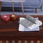 Cotton dish towels, 'Serene Taste' (set of 2) - Set of 2 Handwoven Black and Blue Striped Cotton Dish Towels