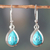 Calcite dangle earrings, 'Sky Droplets' - Polished Drop-Shaped Calcite Dangle Earrings from India