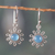 Chalcedony dangle earrings, 'Kind Sun' - Sun-Shaped Sterling Silver Chalcedony Dangle Earrings