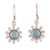 Chalcedony dangle earrings, 'Kind Sun' - Sun-Shaped Sterling Silver Chalcedony Dangle Earrings