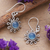 Chalcedony dangle earrings, 'Kind Sun' - Sun-Shaped Sterling Silver Chalcedony Dangle Earrings