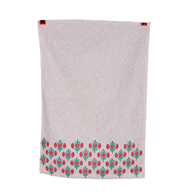 Cotton dish towels, 'Garden Magic' (pair) - 2 Cotton Dish Towels with Hand-Block Printed Floral Motifs