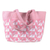 Baumwoll-Einkaufstasche - Rosa-weiße Siebdruck-Tragetasche aus Baumwolle mit geometrischem Motiv