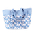 Bolso tote de algodón - Bolso tote de algodón serigrafiado con temática geométrica azul y blanco