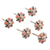 Tiradores de cerámica, (juego de 6) - Juego de seis pomos de cerámica con forma de flor y hojas pintados a mano