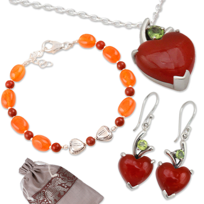Set de regalo seleccionado - Set de regalo seleccionado, aretes, collar y pulsera con temática de corazones