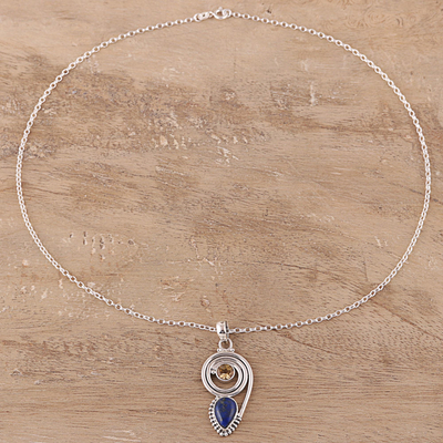 Curated gift set, 'Wondrous Coil' - Curated Gift Set with Lapis Lazuli Citrine Necklace Earrings