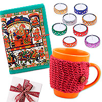Kuratiertes Geschenkset „Colorful Break“ – Traditionelles handgefertigtes, farbenfrohes, kuratiertes Geschenkset aus Indien