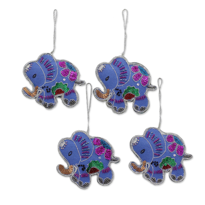 Curated gift set, 'Elephant Cheer' - 10 Elephant Ornaments & Christmas Stocking Curated Gift Set