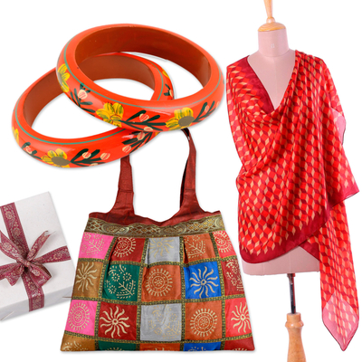 Kuratiertes Geschenkset - Handgefertigtes, traditionelles, kuratiertes Geschenkset in warmen Farbtönen