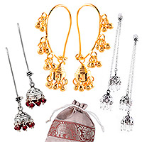 Conjunto de regalo curado, 'Jhumki Jewels' - Conjunto de regalo curado con aretes Jhumki de piedras preciosas tradicionales