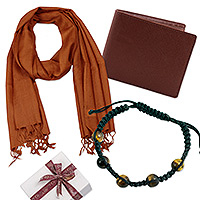 Set de regalo seleccionado para hombres, 'Ideal Gentleman' - Set de regalo seleccionado para hombres hecho a mano en marrón y negro