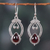 Garnet dangle earrings, 'Passion Manor' - Classic Natural Garnet and Sterling Silver Dangle Earrings