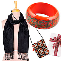 Curated gift set, 'Sunset Dame' - Handcrafted Traditional Curated Gift Set from India