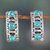 Pendientes colgantes de plata de ley - Pendientes colgantes clásicos de color turquesa con forma de escalera pulida
