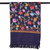 Wool shawl, 'Nocturnal Splendor' - Floral Rayon-Embroidered Wool Shawl in a Midnight Hue