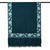 Wool shawl, 'Teal Glory' - Floral Embroidered Wool and Rayon Shawl in Teal Hues