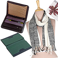 Set de regalo para hombre, 'Refined Essentials' - Set de regalo para hombre hecho a mano en seda, algodón y cuero