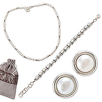 Curated gift set, 'Pure Sea' - Sterling Silver and Cultured Pearl Jewelry Curated Gift Set