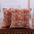 Cotton applique cushion covers, 'Russet Garden' (pair) - 2 Red Kalamkari Applique Cotton Cushion Covers from India