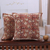 Cotton applique cushion covers, 'Russet Garden' (pair) - 2 Red Kalamkari Applique Cotton Cushion Covers from India