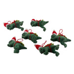 Wool felt ornaments, 'Dashing Dinos' (set of 6) - Set of 4 Dinosaur Ornaments Wool Felt Handmade