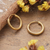 Gold-plated hoop earrings, 'Indian Palaces' - Polished Geometric-Patterned 14k Gold-Plated Hoop Earrings (image 2) thumbail