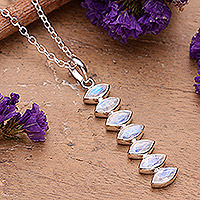 Rainbow moonstone pendant necklace, 'Ethereal Balance'