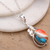 Halskette mit Anhänger aus Sterlingsilber, „Nature's Elegance“ – hochglanzpolierte Halskette mit türkisfarbenem Blatt-Verbundanhänger