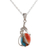 Sterling silver pendant necklace, 'Nature's Elegance' - High-Polished Leafy Composite Turquoise Pendant Necklace