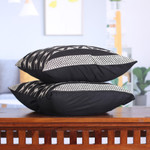 Cotton cushion covers, 'Midnight Geometry' (pair) - Patterned Black and White Cotton Cushion Covers (Pair)