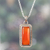 Carnelian pendant necklace, 'Fiery Portal' - Sterling Silver and Rectangular Carnelian Pendant Necklace