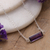 Amethyst pendant bracelet, 'Elegant Prism' - Three-Carat Faceted Amethyst Pendant Bracelet from India