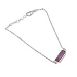 Amethyst pendant bracelet, 'Elegant Prism' - Three-Carat Faceted Amethyst Pendant Bracelet from India