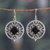 Onyx dangle earrings, 'Enigmatic Romance' - Sterling Silver and Onyx Cabochon Dangle Earrings from India