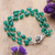 Onyx strand pendant bracelet, 'Intellectual Rose' - Rose-Themed Green Onyx Three-Strand Pendant Bracelet