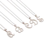 Sterling silver pendant necklace, 'Dancing Letters' - Cursive Letter-Shaped Sterling Silver Pendant Necklace