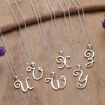 Sterling silver pendant necklace, 'Dancing Letters' - Cursive Letter-Shaped Sterling Silver Pendant Necklace