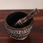 Wood mortar and pestle, 'Rustic Enchantment' - Hand-Carved Rustic Mango Wood Mortar and Pestle from India