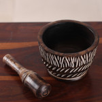Wood mortar and pestle, 'Rustic Enchantment' - Hand-Carved Rustic Mango Wood Mortar and Pestle from India