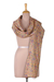 Reversible silk scarf, 'Floral Visions' - Kantha Embroidered Beige and Ivory Reversible Silk Scarf