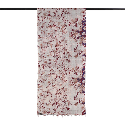 Pañuelo de seda reversible - Bufanda de seda reversible en blanco y negro con estampado floral