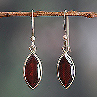 Garnet dangle earrings, 'Romantic Beauty'