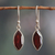 Garnet dangle earrings, 'Romantic Beauty' - Polished 4-Carat Garnet Sterling Silver Dangle Earrings