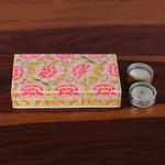 Wood decorative box, 'Blooming Kashmir in Pink' - Pink Papier Mache on Wood Floral Leaf & Bird Decorative Box