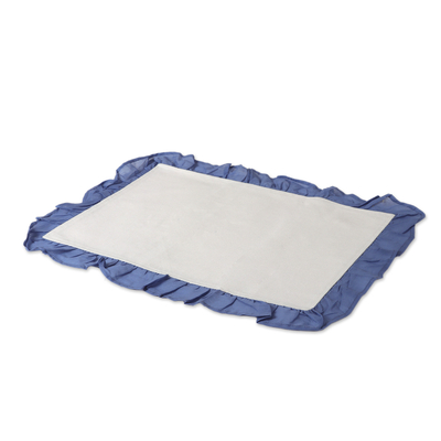 Cotton table runner and placemats, 'Classic Steel Blue' (7 pieces) - Blue and White Table Runner and Placemat Set (7 pieces)