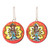 Ceramic dangle earrings, 'Meditative Maiden' - Hand-Painted Meditation-Themed Round Ceramic Dangle Earrings